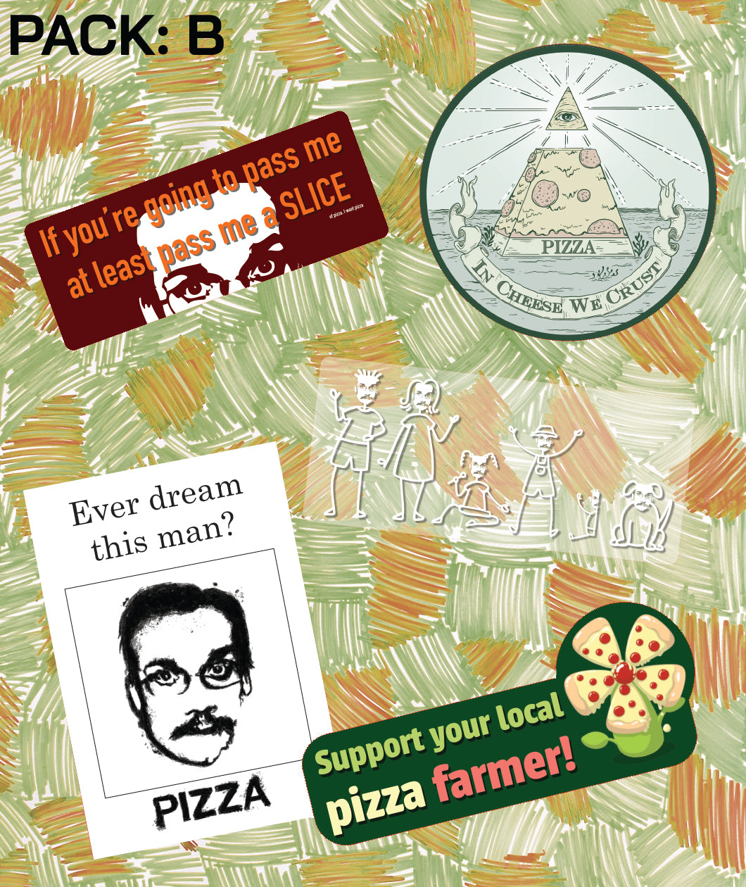 Pizza John Bumper Sticker Packs